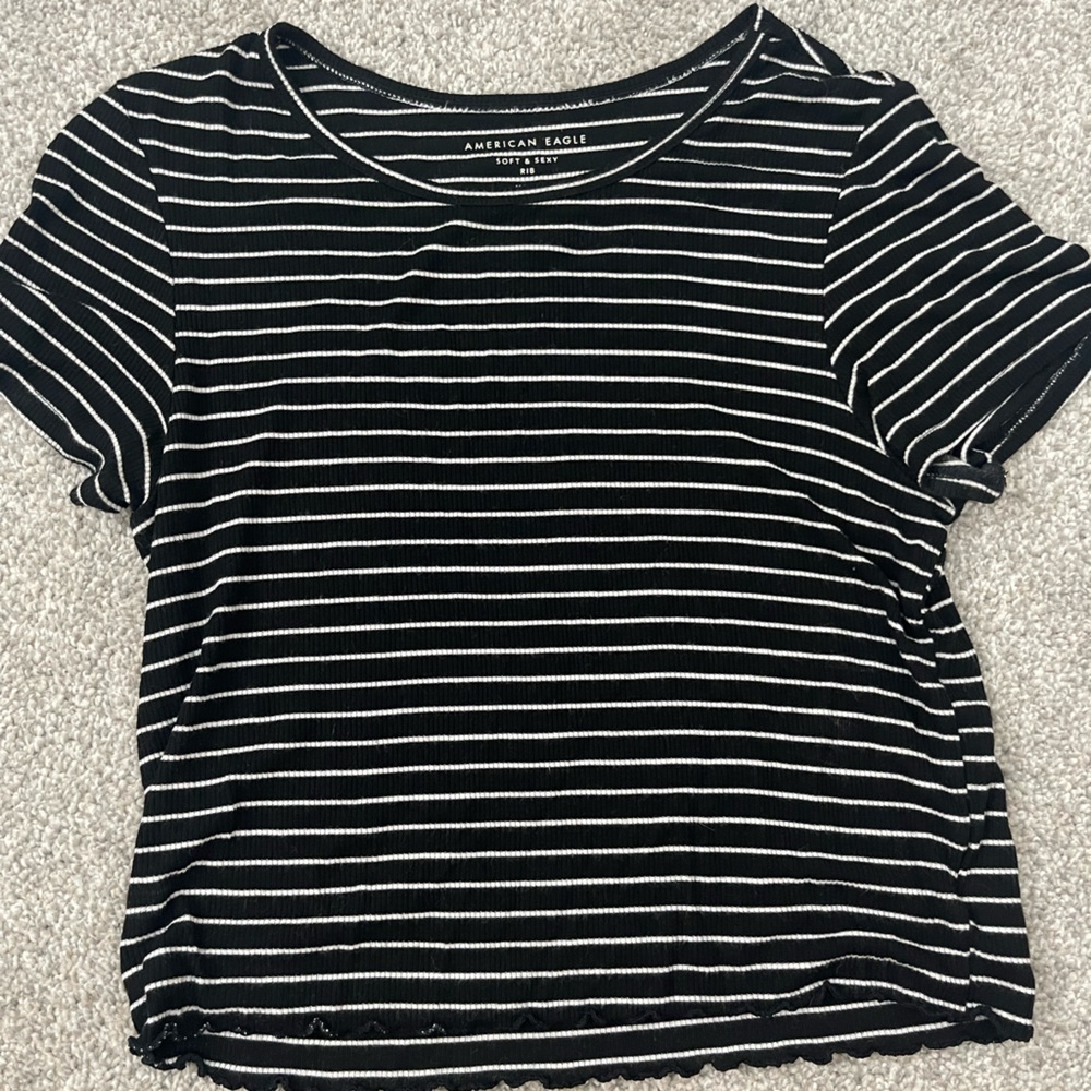 American Eagle Outfitters Black and White Striped Top